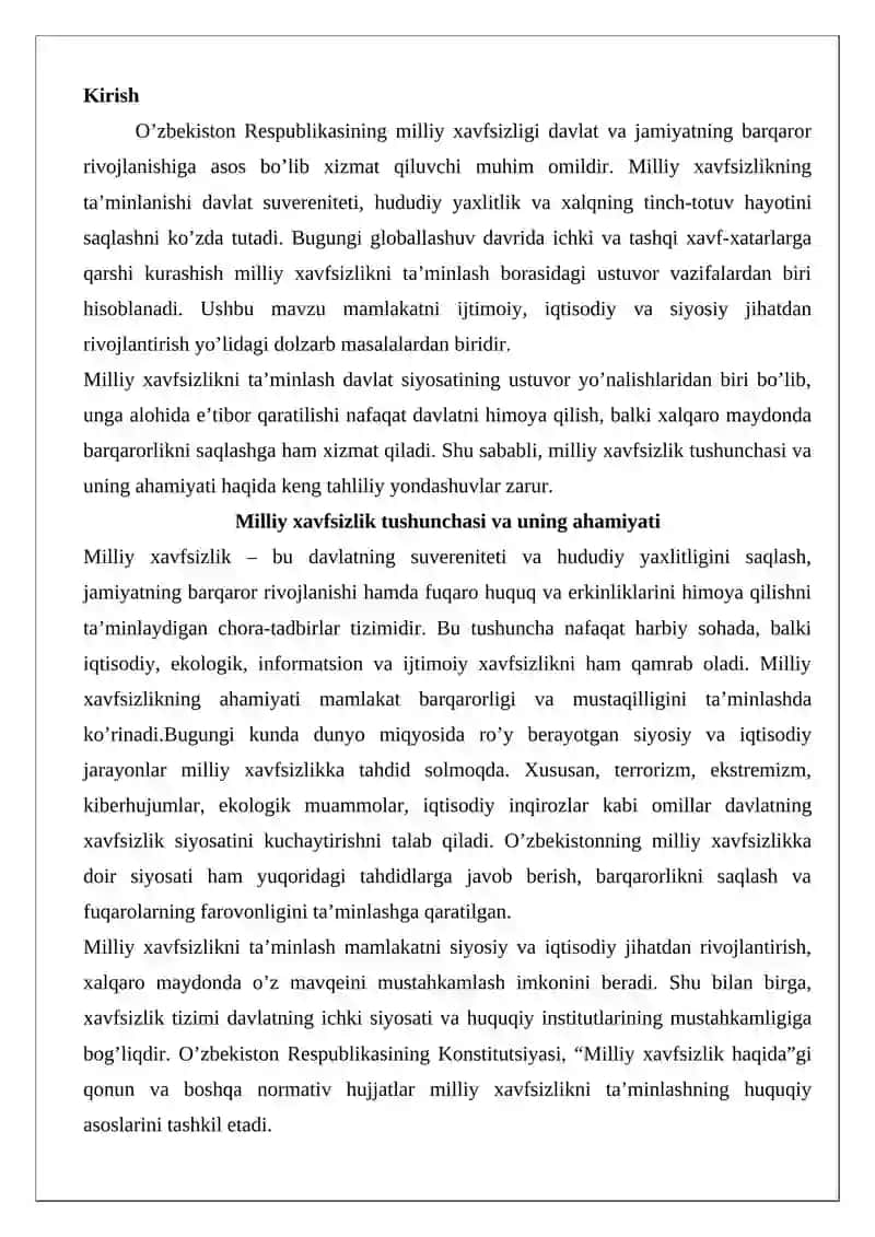 Milliy xavfsizlikni ta’minlash borasida amalga oshirilayotgan ishlar 2