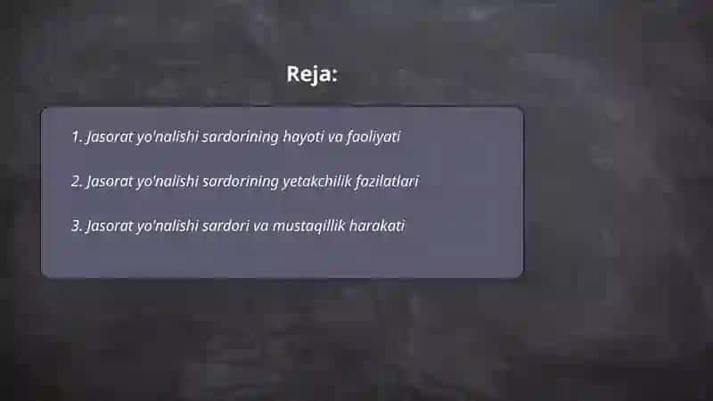 Jasorat yo'nalishi sardori 2