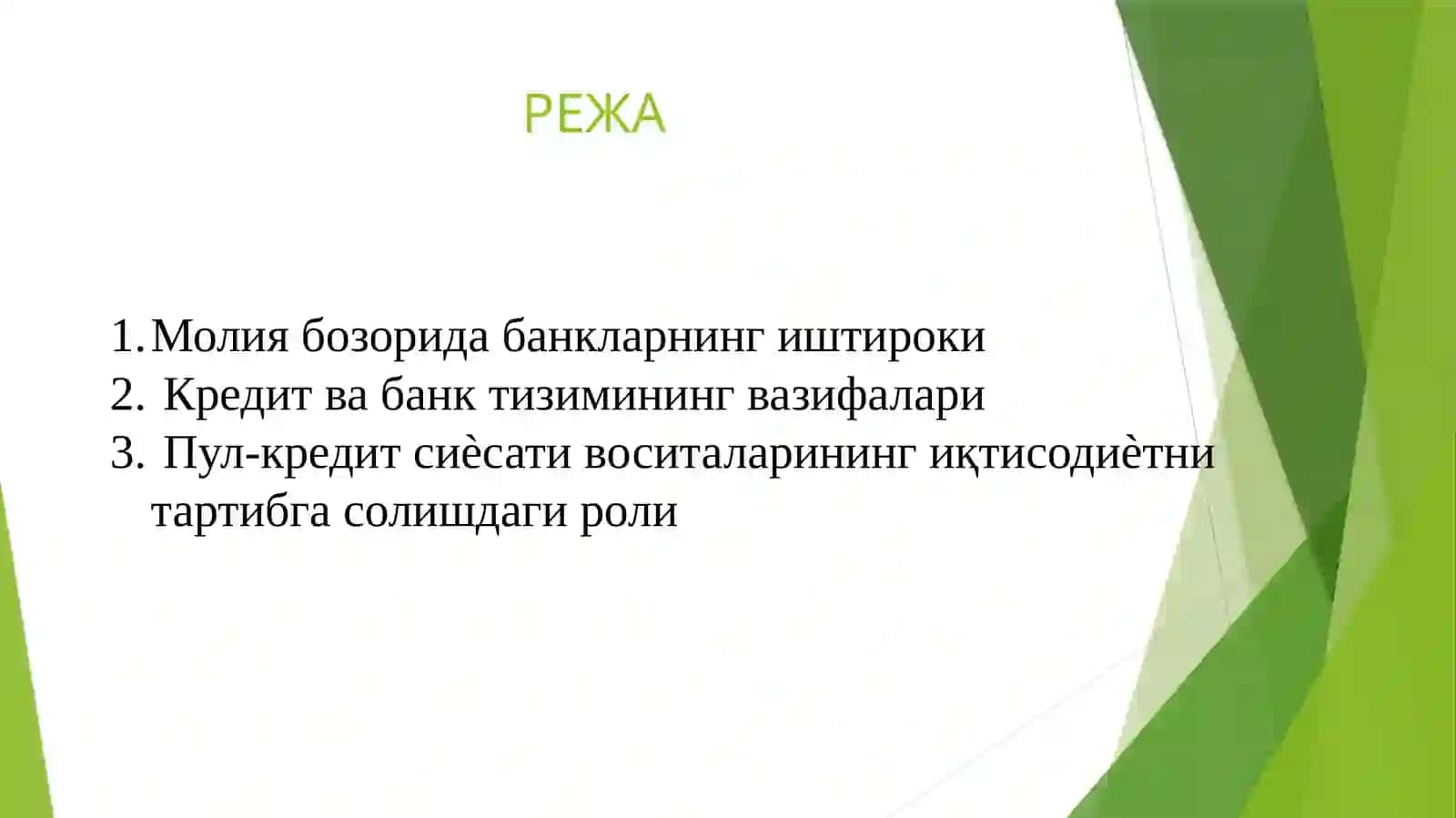 Banklar va boshqa moliyaviy vositachilari 2