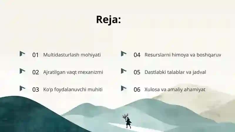 Multidasturlash. Ajratilgan vaqt tizimlarida ko‘p foydalanuvchi rejimi 2
