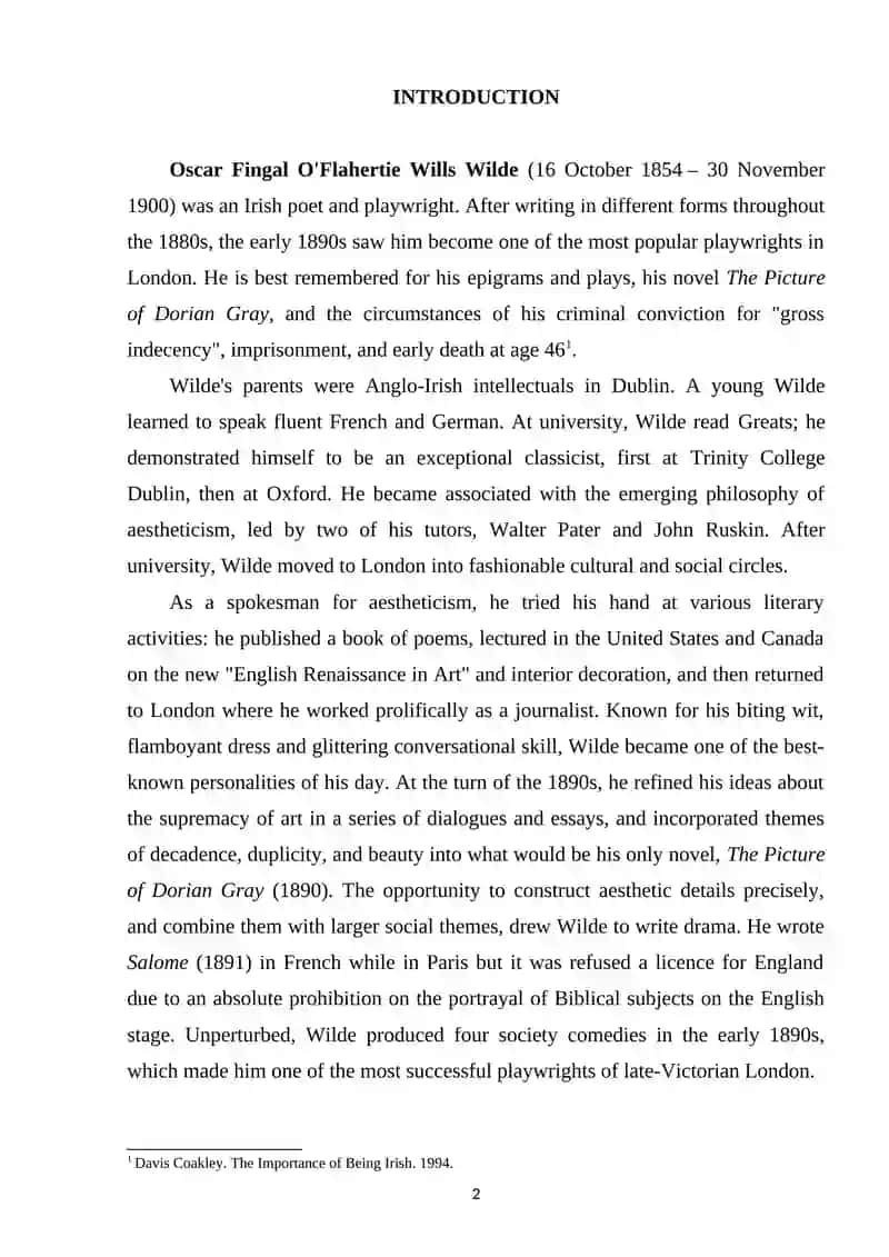 AESTHETICISM OF O.WILDE IN THE NOVEL "THE PICTURE OF DORIAN GRAY" 2