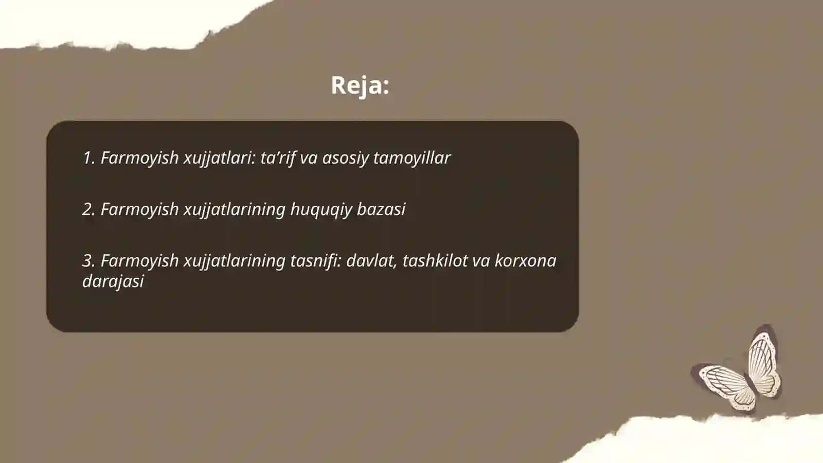 Farmoyish xujjatlari va ularning turlari 2