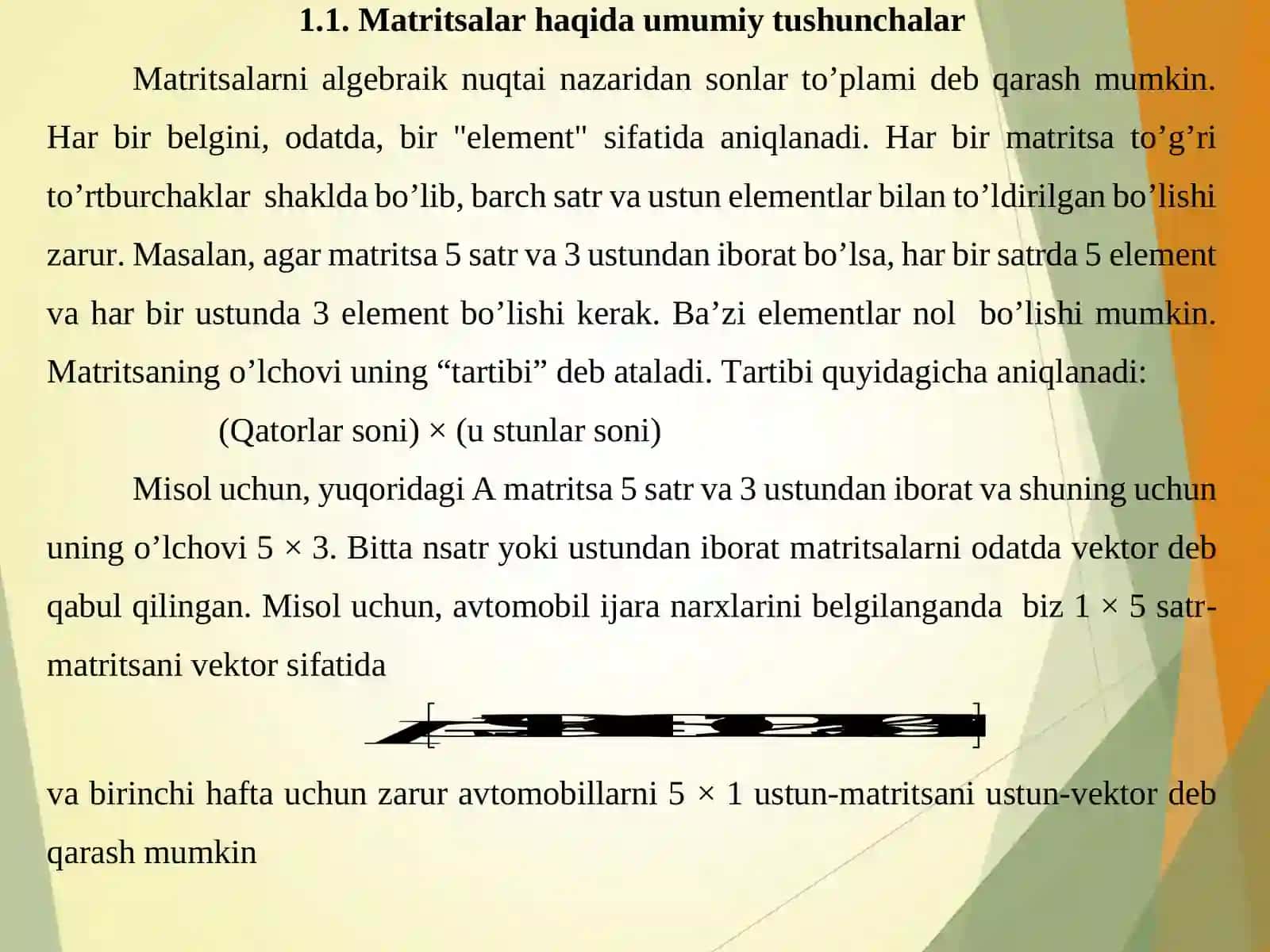 MATRITSLAR VA ULAR USTIDA AMALLAR 2