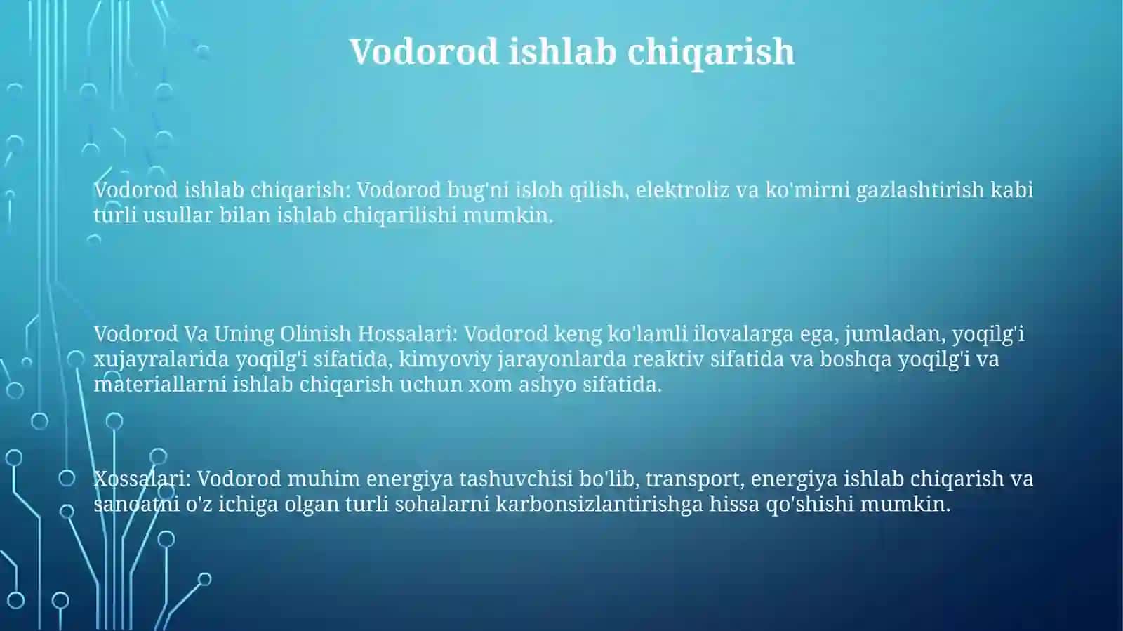 Vodorod Va UningOlinishHossalari 2
