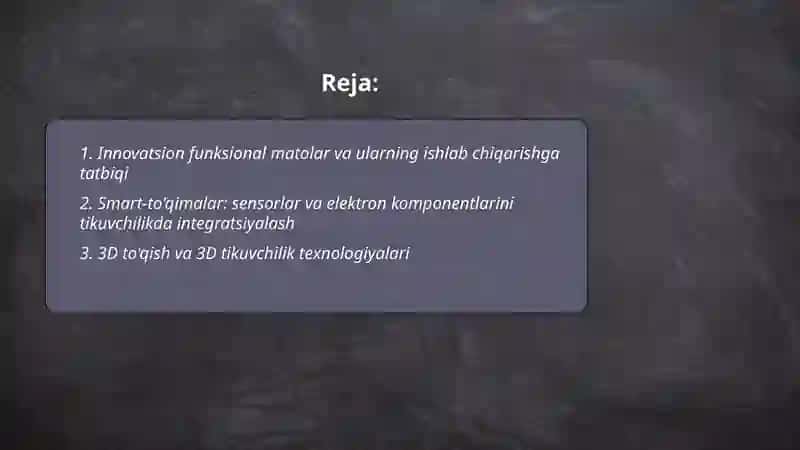 Innovatsion funksional matolar va ularning ishlab chiqarishga tatbiqi 2