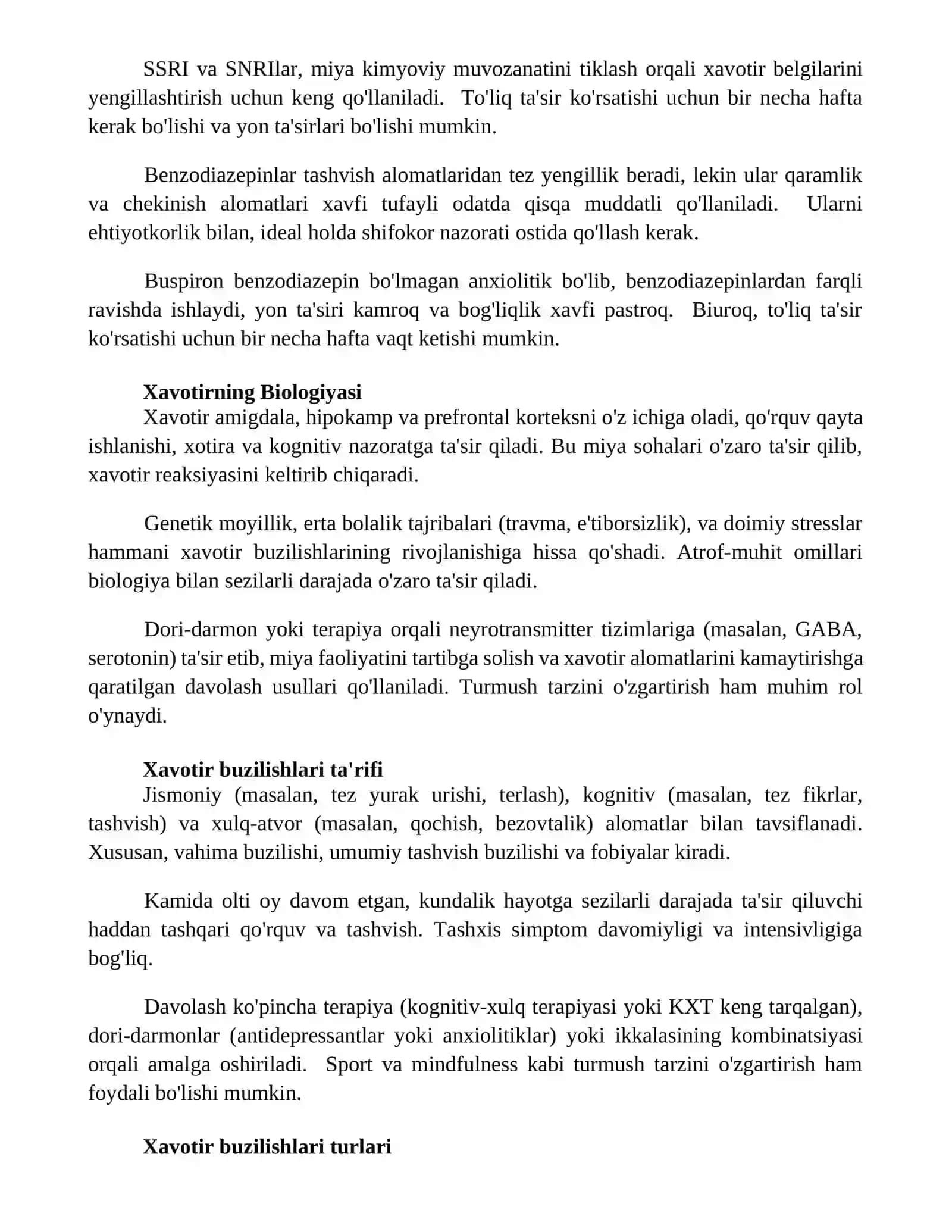 Xavotir buzilishlari mavzusi 2
