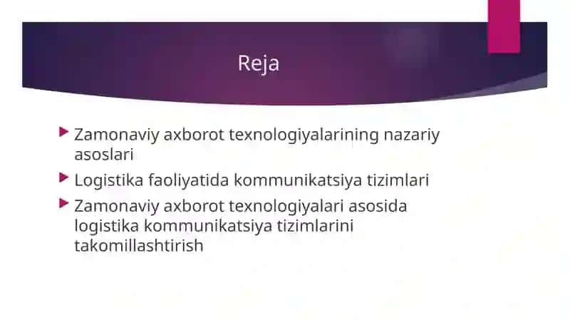 Zamonaviy axborot texnologiyalari va logistikaning komunikatsiya tizimlari 2