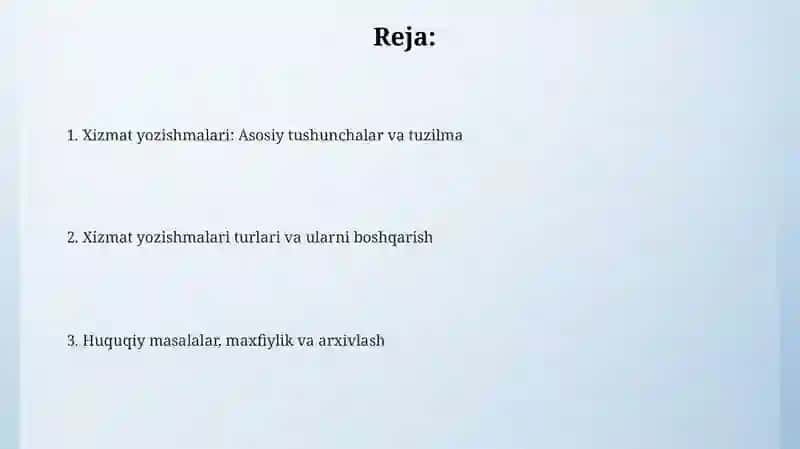 Xizmat yozishmalari 2