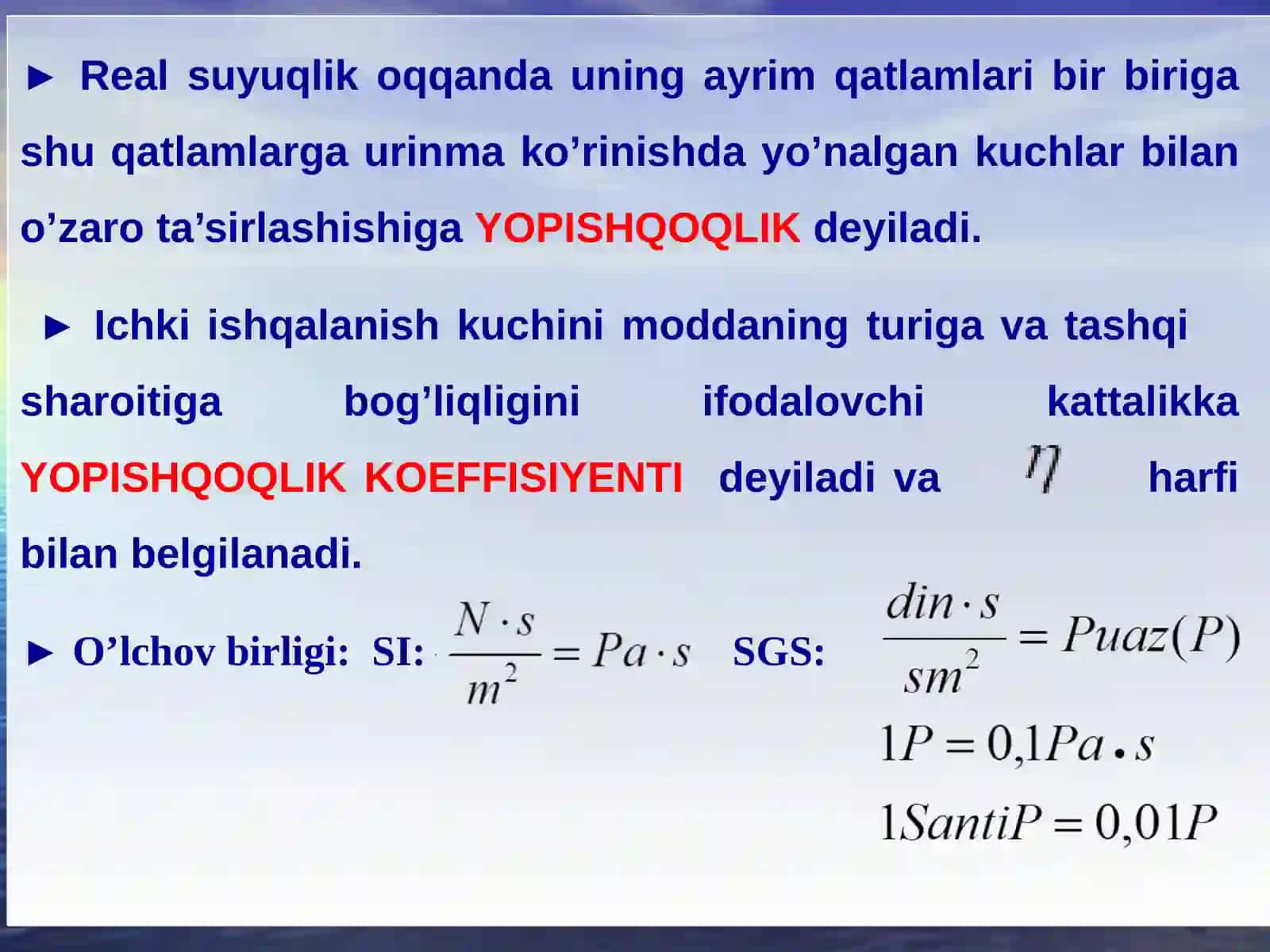 BIOLOGIK SUYUQLIKLARNING YOPISHQOQLIGINI ANIQLASH USULLARINI O’RGANISH. YOPISHQOQLIK KOEFFISIYENTINI STOKS USULIDA ANIQLASHNI O’RGANISH 2