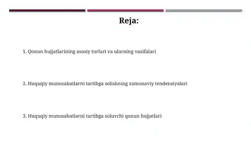Huquqiy munosabatlarni tartibga soluvchi qonun hujjatlari 2
