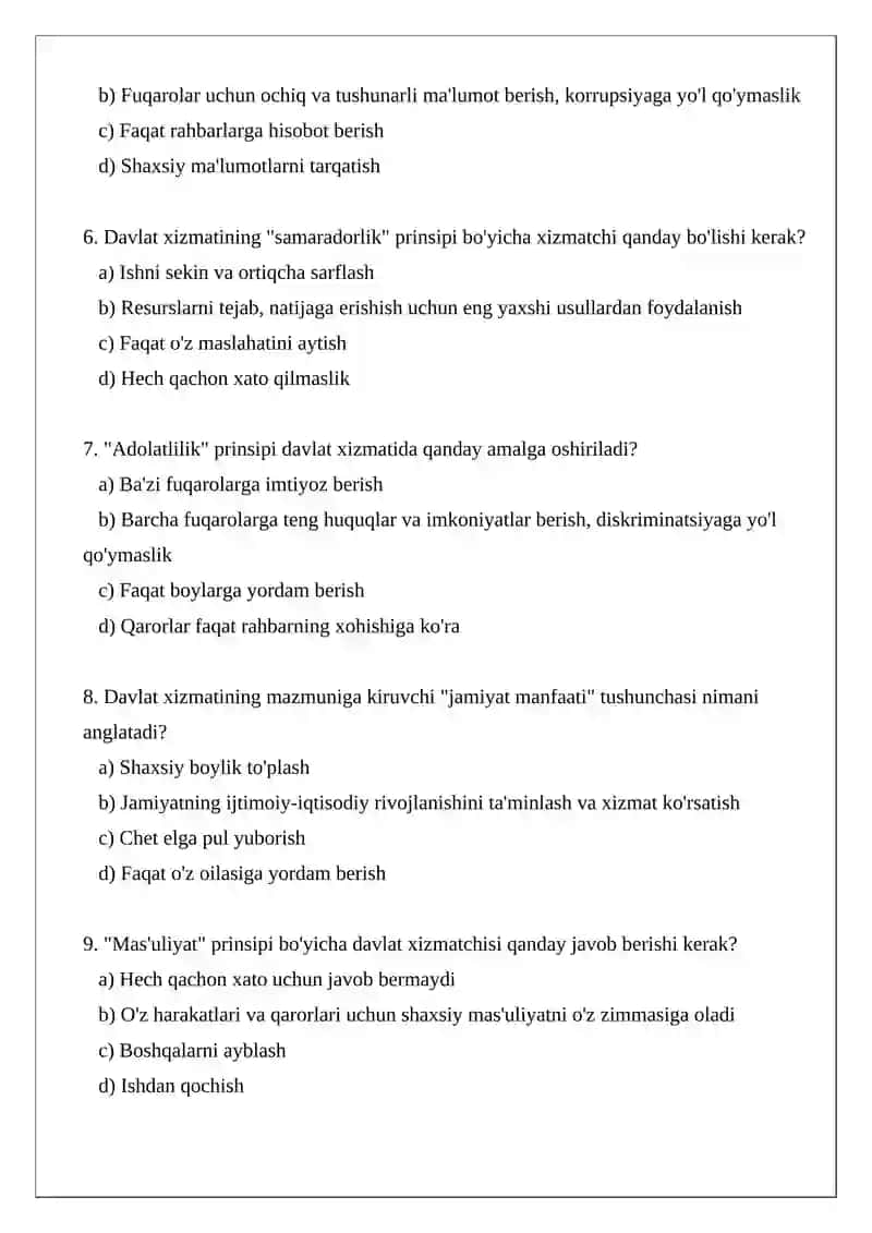 Davlat xizmatining mazmuni va asosiy prinsiplari 2