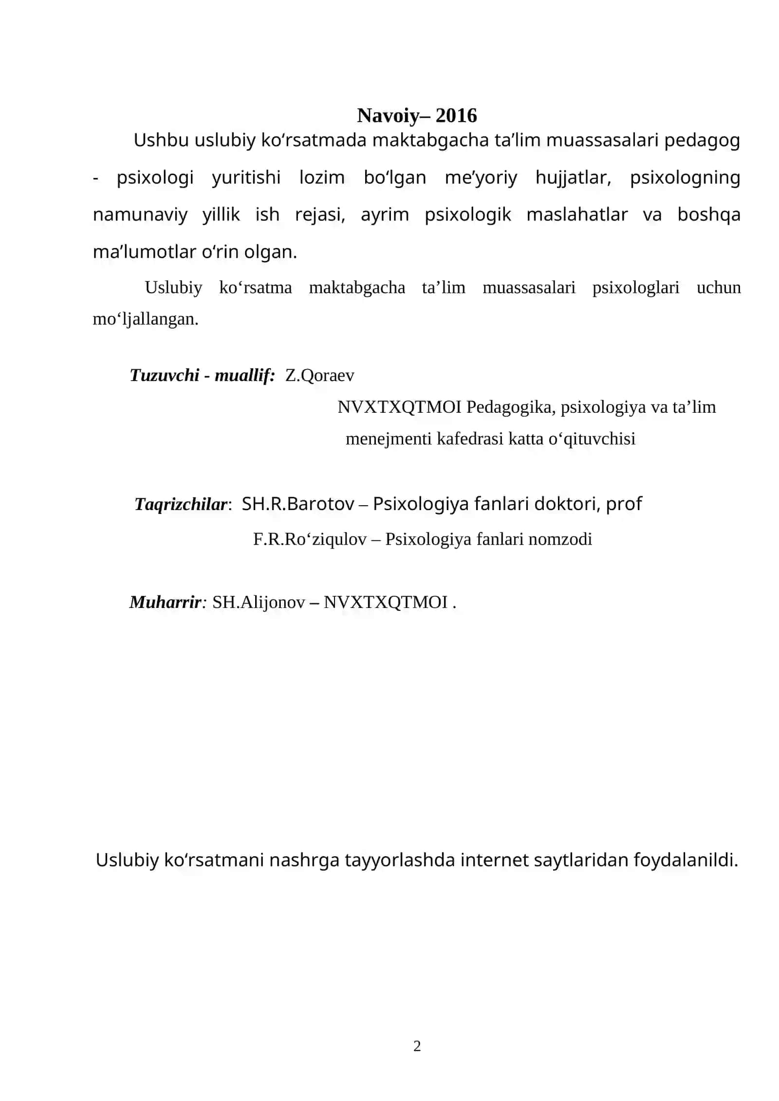 MAKTABGACHA TA’LIM MUASSASASIDA PSIXOLOGIK XIZMATNI TASHKIL QILISH 2