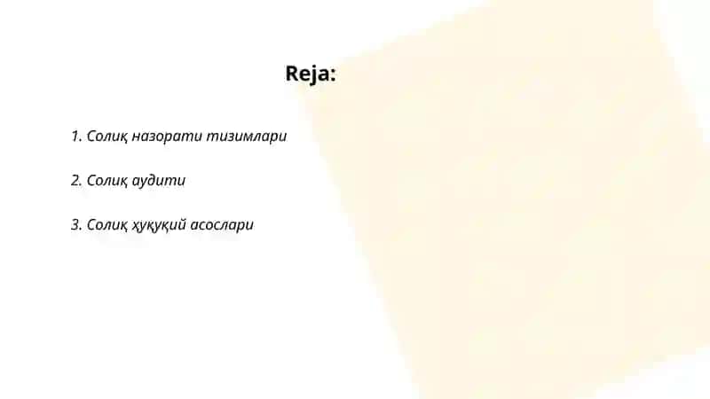 Солиқ назорати тизимлари 2