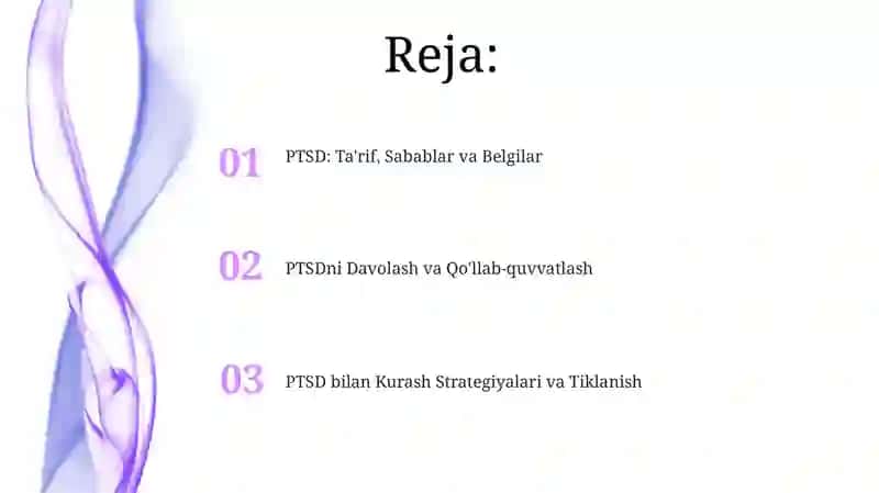 PTSD: Ta'rif, Sabablar va Belgilar 2