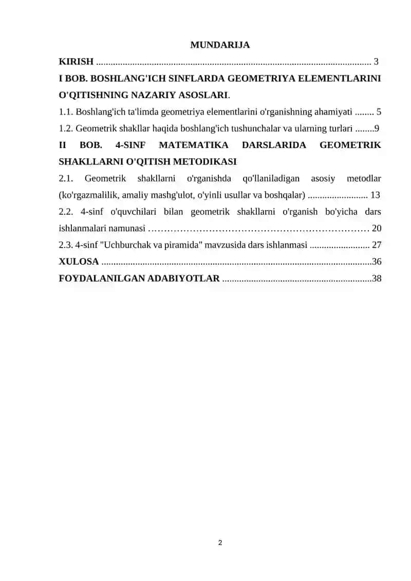 4-SINF MATEMATIKA DARSLARIDA GEOMETRIK SHAKLLARNI O'RGANISH METODIKASI 2