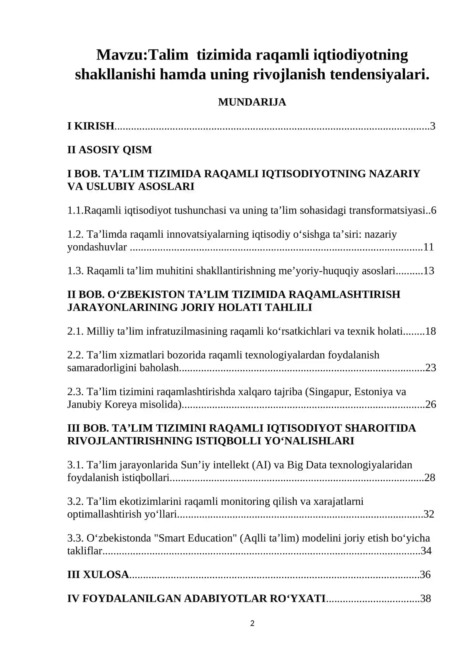 Talim tizimida raqamli iqtiodiyotning shakllanishi hamda uning rivojlanish tendensiyasi 2