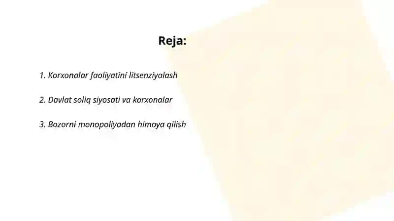 Korxonalar faoliyatini litsenziyalash 2