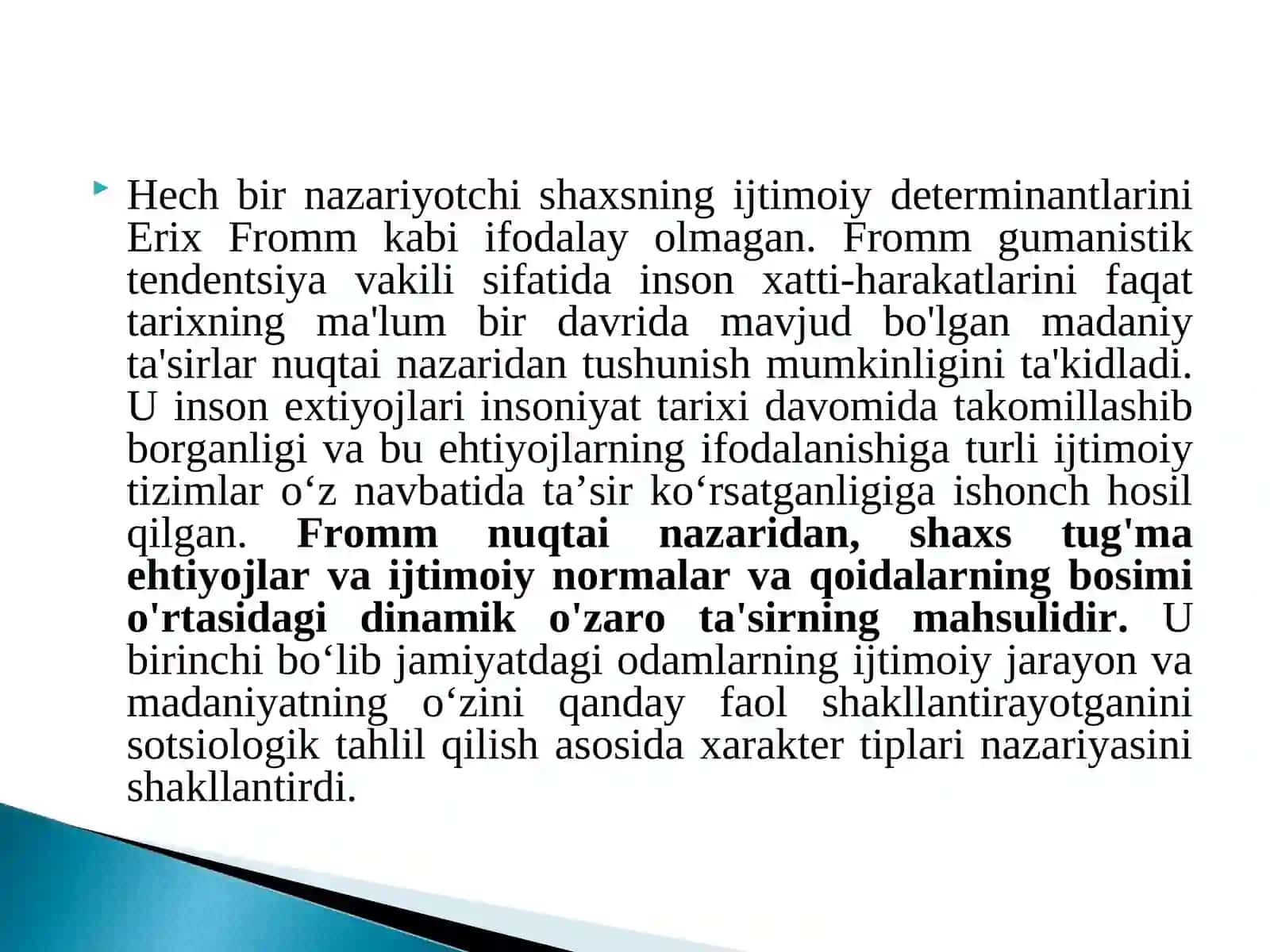 ErixFromm: shaxsning gumanistik nazariyasi 2