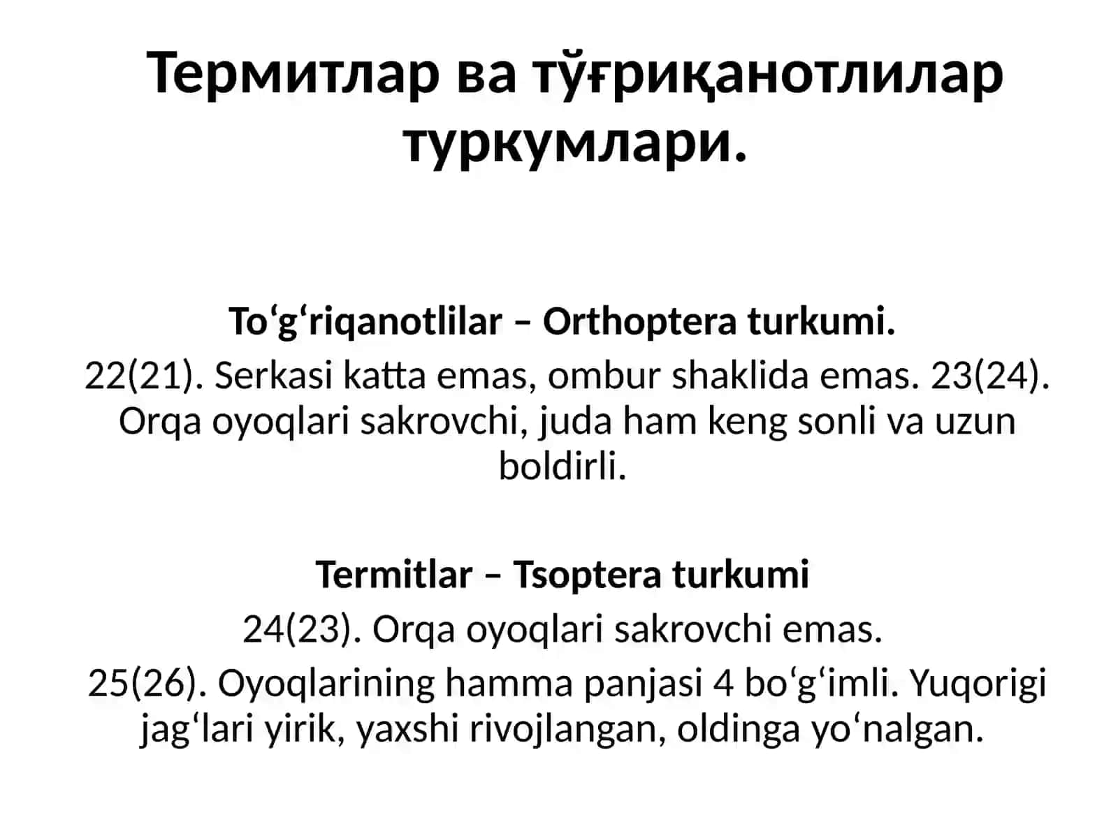 LABORATORIYA Zararkunanda hasharotlarining muhim turkumlarini aniqlash 2