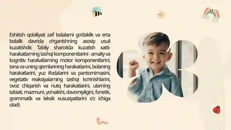 Eshitish qobilyati cheklangan maktabgacha yoshdagi 2
