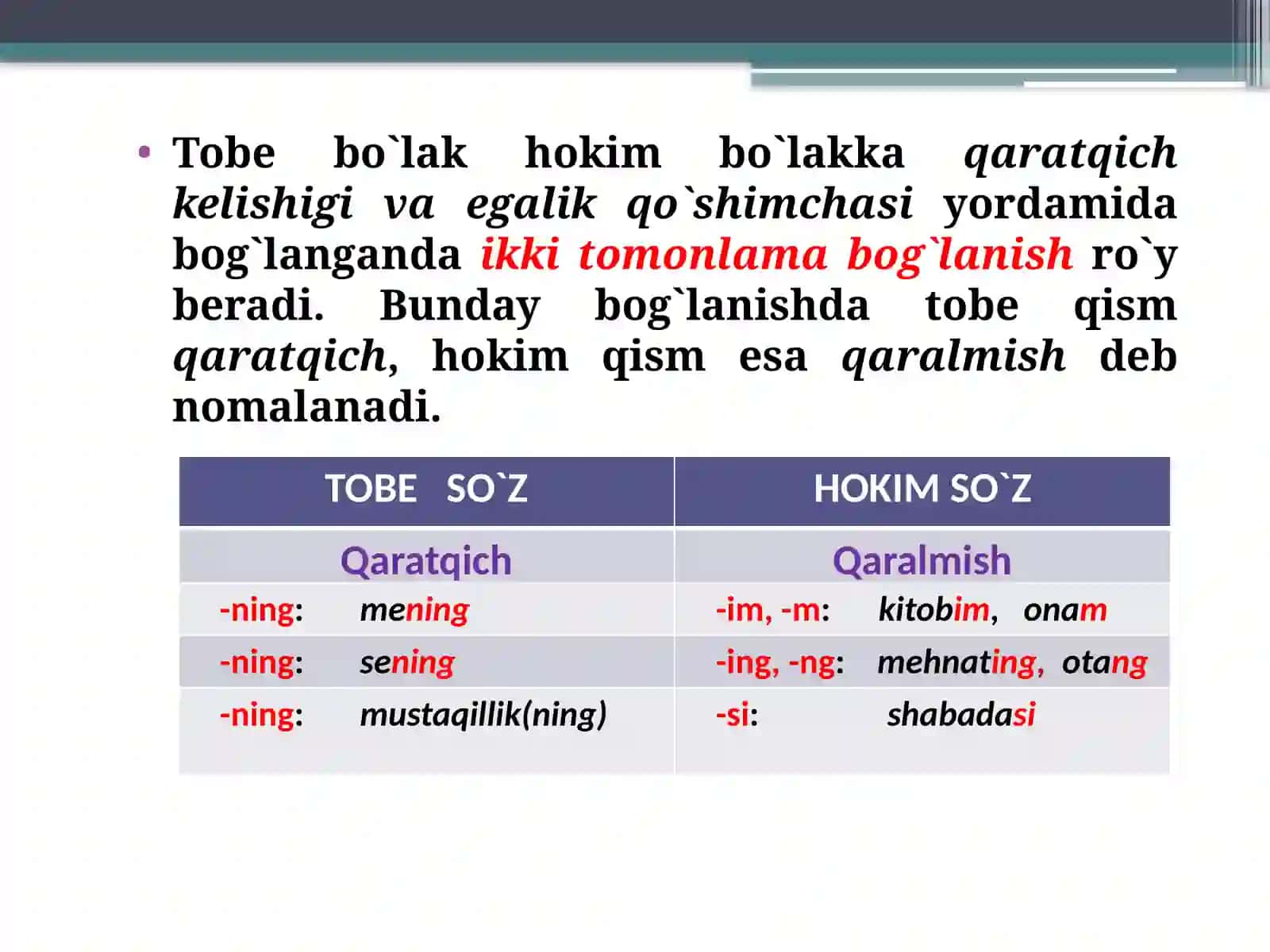 Qaralmish va qaratqich kelishiklarining qo'llanishi 2