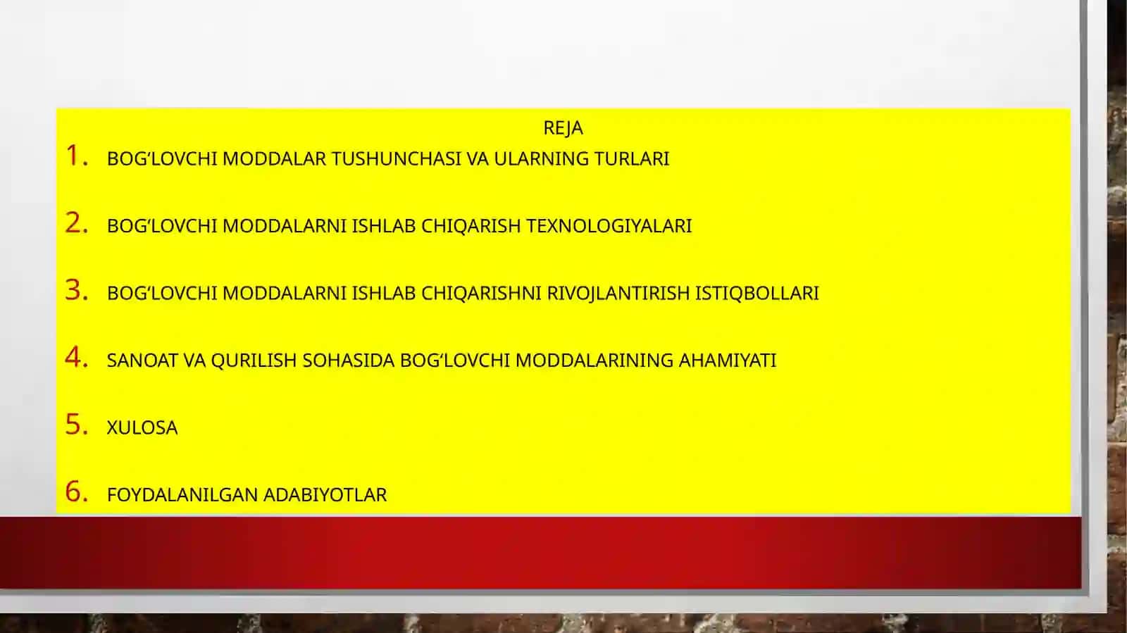 Bog'lovchi moddalarni ishlab chiqarishni rivojlantirish mavzusida tayyor taqdimot 2