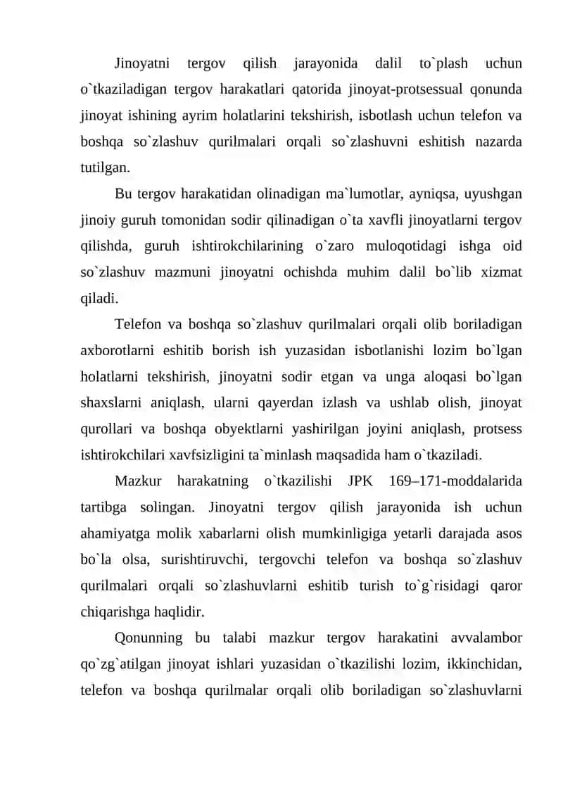 Telefon va boshqa so'zlashuv qurilmalari orqali olib boriladigan so'zlashuvlarni eshitib turish 2