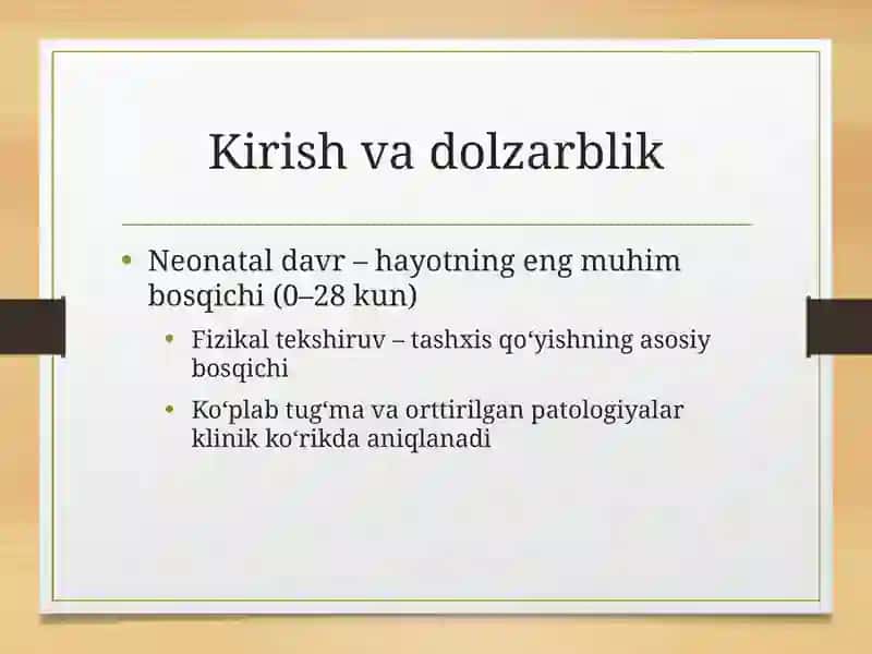 Yangi tug'ilgan chaqaloqlarda fizikal tekshiruv 2
