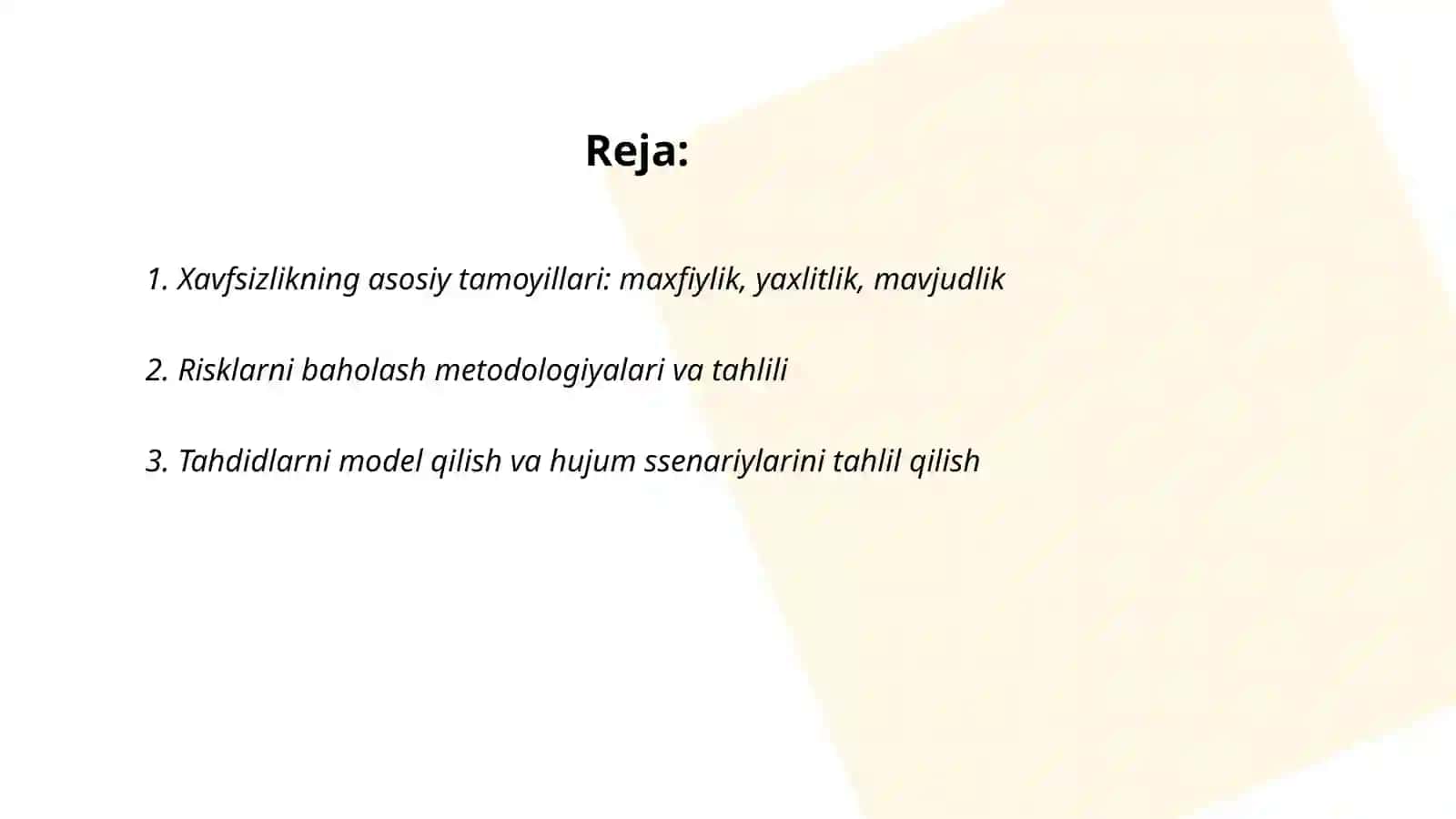 Xavfsizlikni ta'minlash tamoyillari va uslublarini tahlil qilish 2