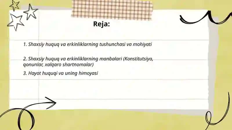 Shaxsiy Huquq va erkinliklar 2