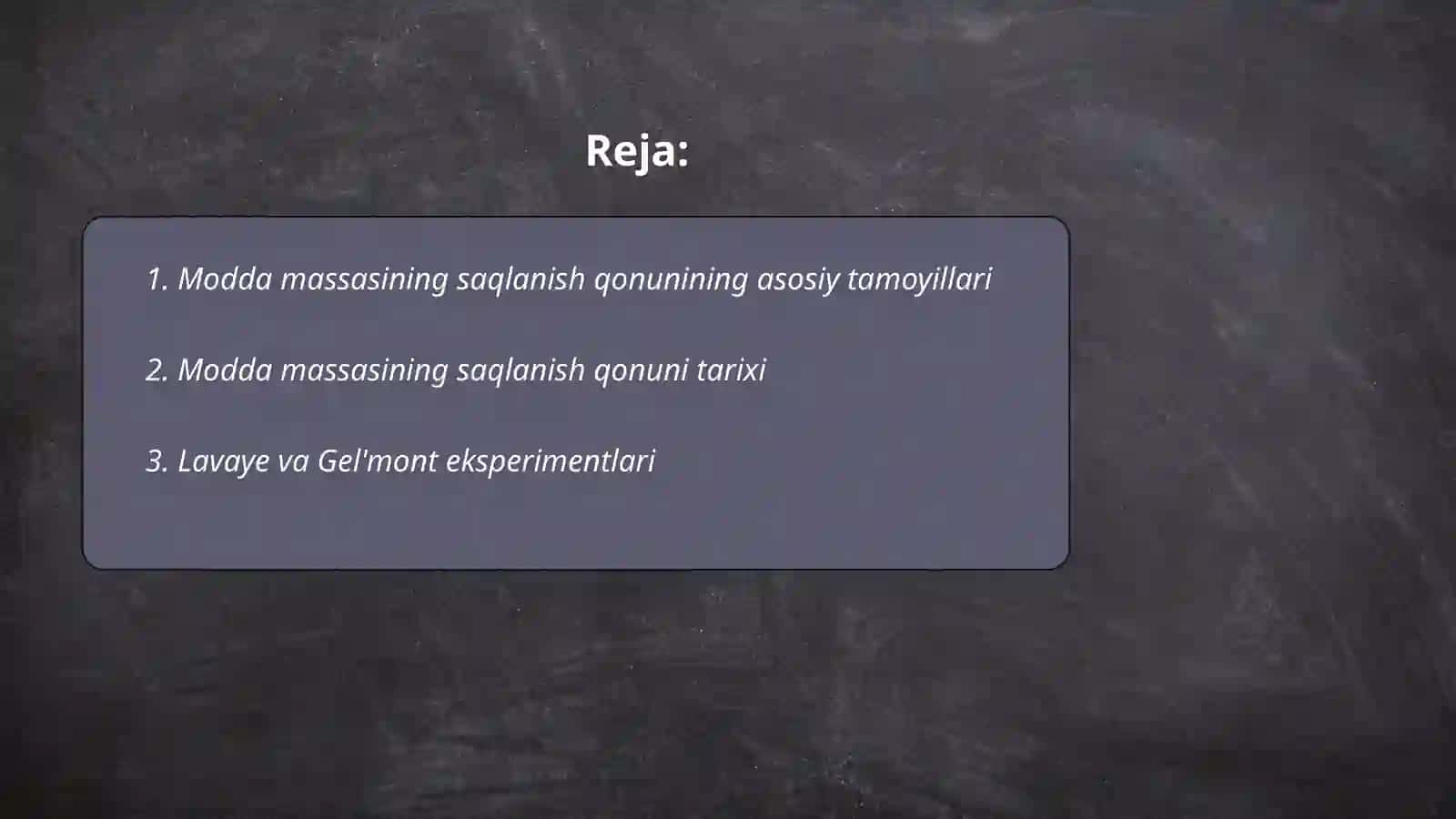 Modda massasining saqlanish qonuni 2