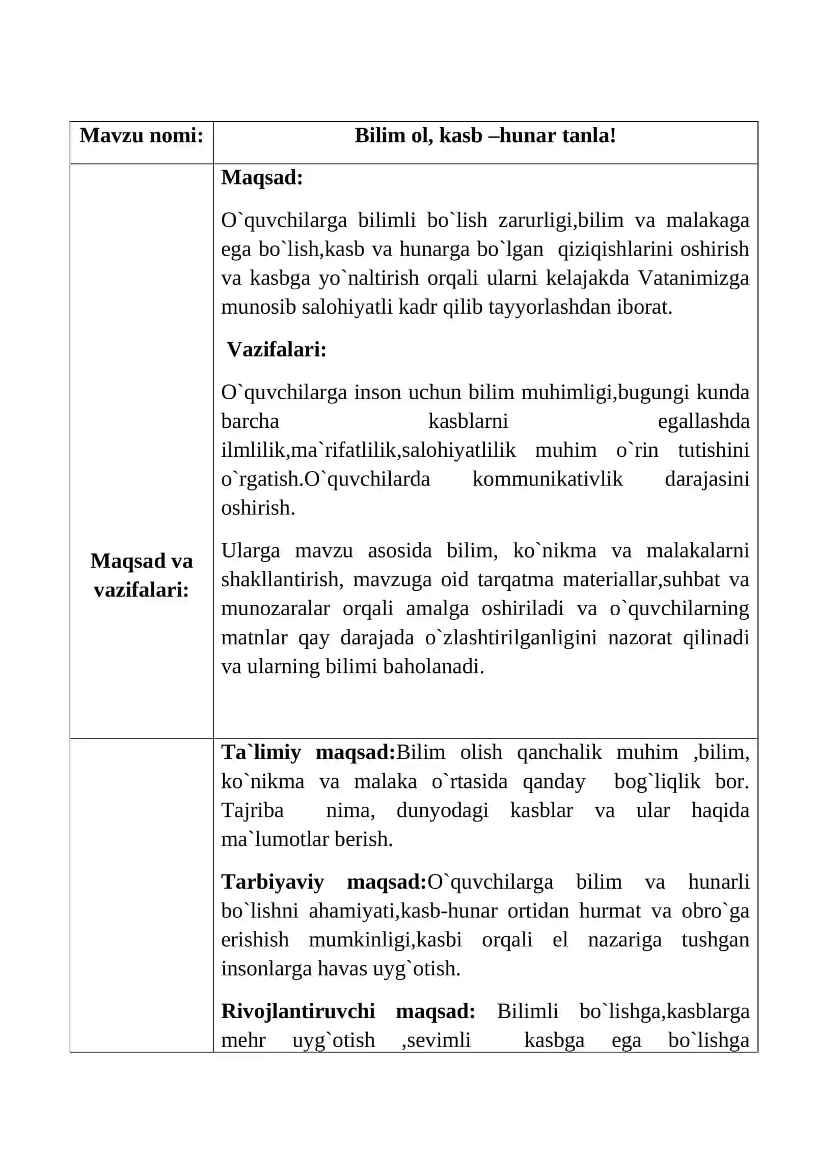Bilim ol, kasb –hunar tanla 2