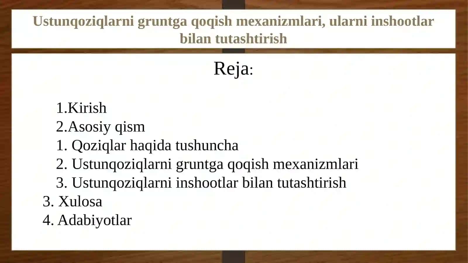Ustunqoziqlarni inshootlar bilan tutashtirish 2