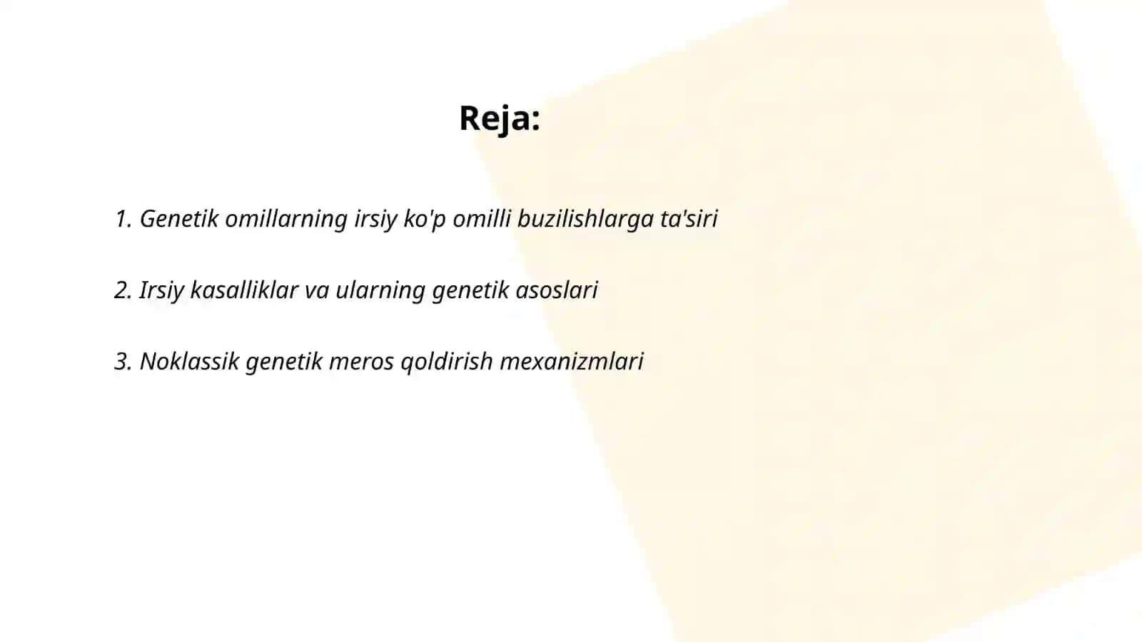 Genetik omillar irsiy ko'p omilli buzilishlarga ta'siri 2