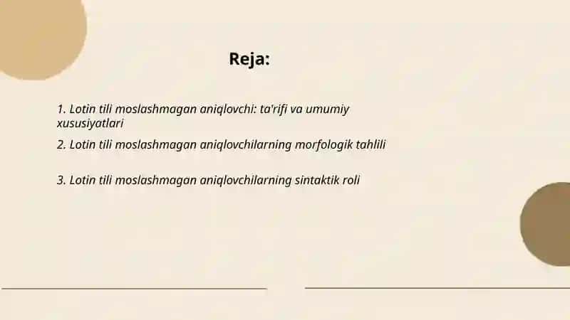 Lotin tili moslashmagan aniqlovchi 2