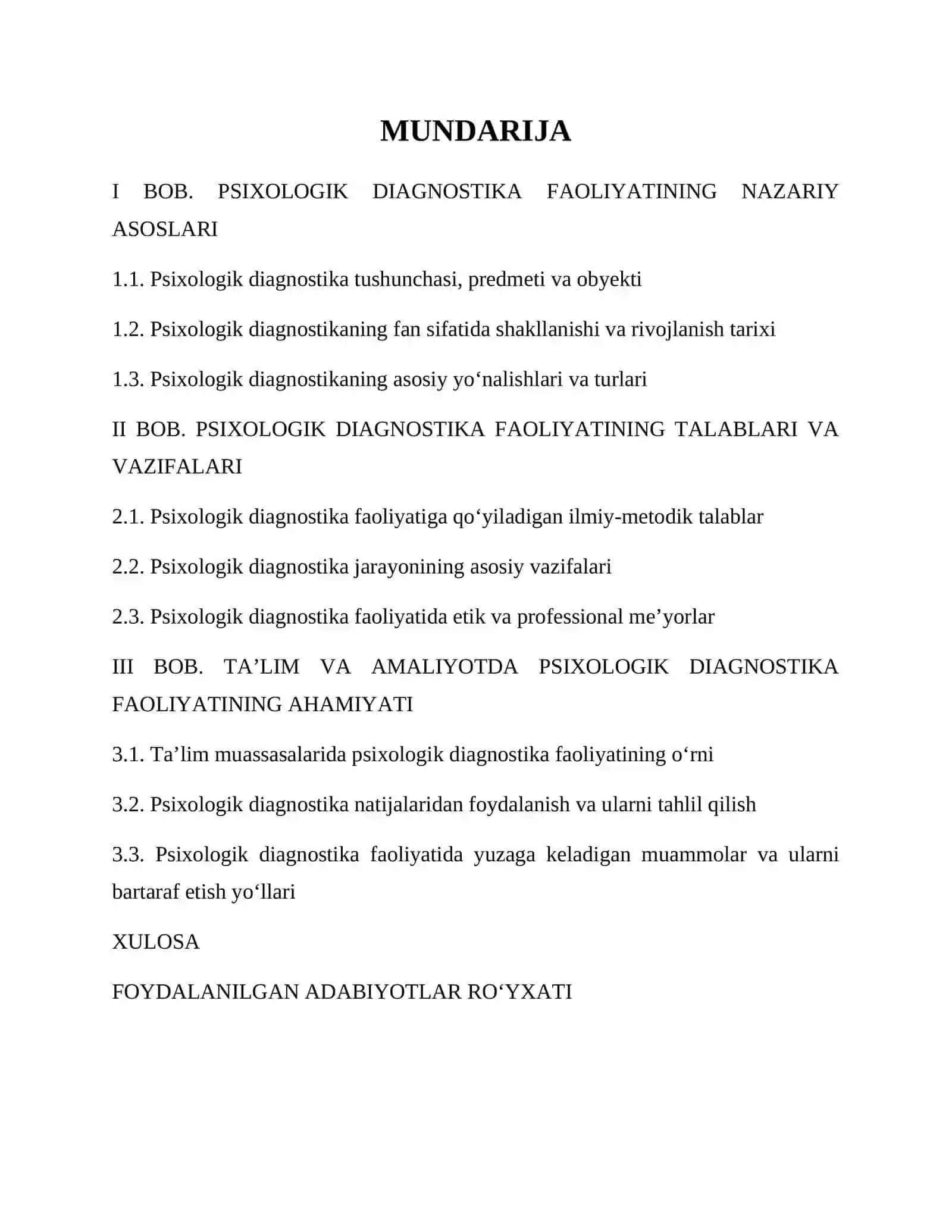 Psixologik diagnostikaning faoliyati va vazifalari 2