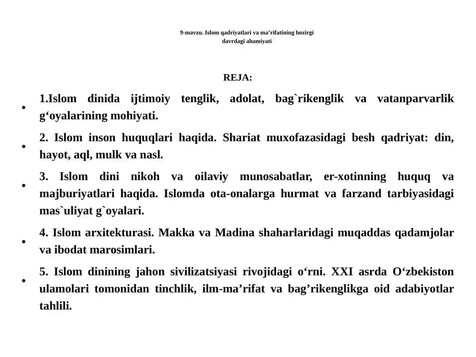 Islom qadriyatlari va ma’rifatining hozirgidagi ahamiyati 2