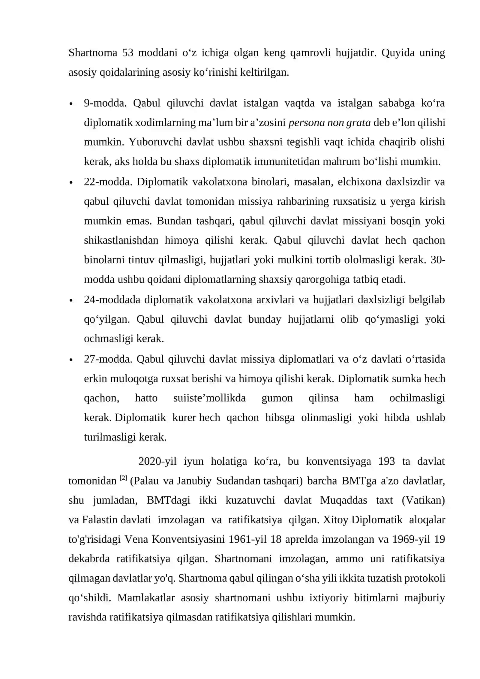 Diplomatik munosabatlar va diplomatik munosabatlar to‘g‘risidagi Vena konvensiyasi 2