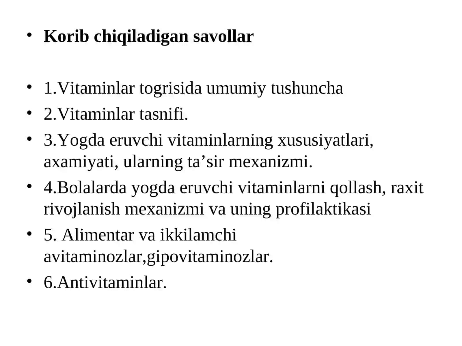 Vitaminlar, ularning organizmdagi funksiyalari,yogda eruvchi vitaminlar 2