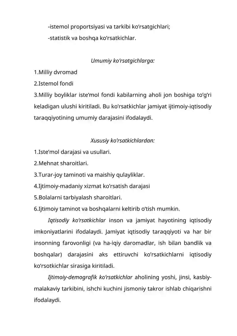 Turmush darajasi tushunchasi 2