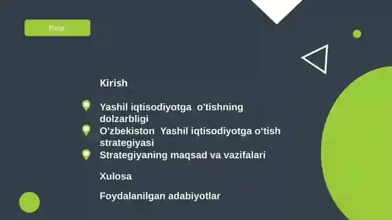 Yashil iqtisodiyotga o‘tish strategiyasi 2