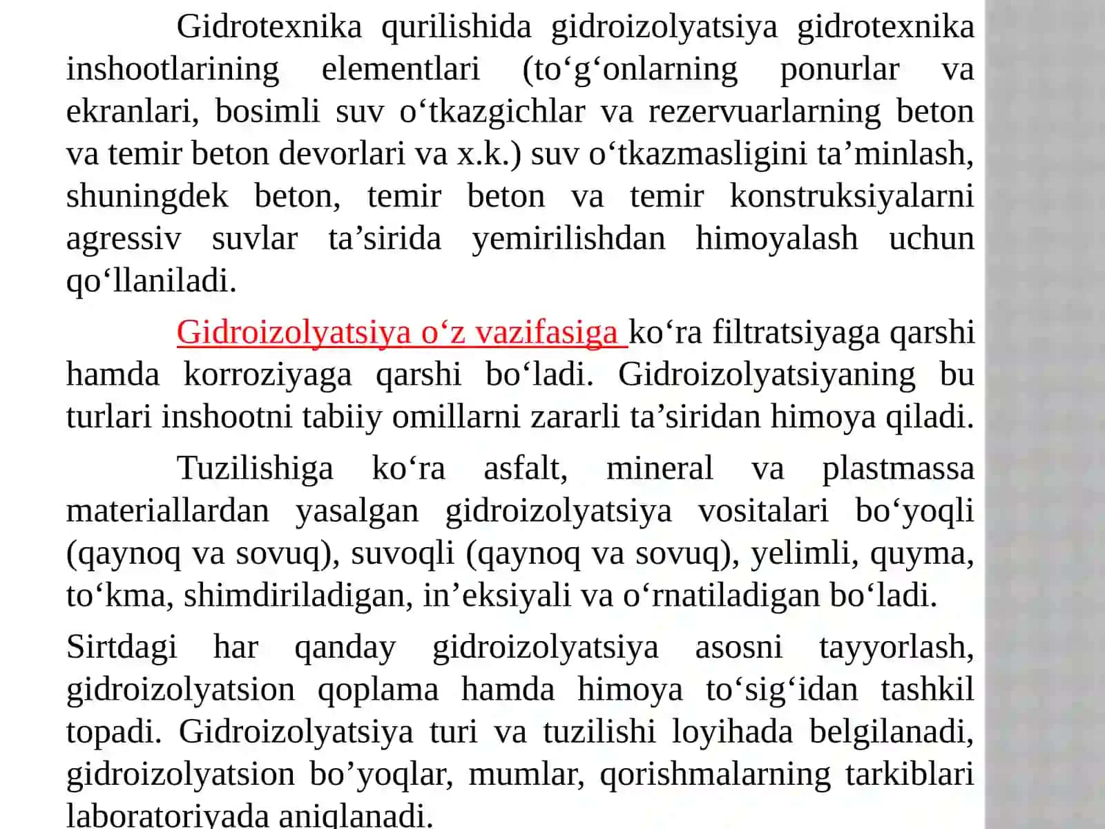 GIDROTEXNIKA QURILISHIDA GIDROIZOLYATSIYA ISHLARI TEXNOLOGIYASI 2