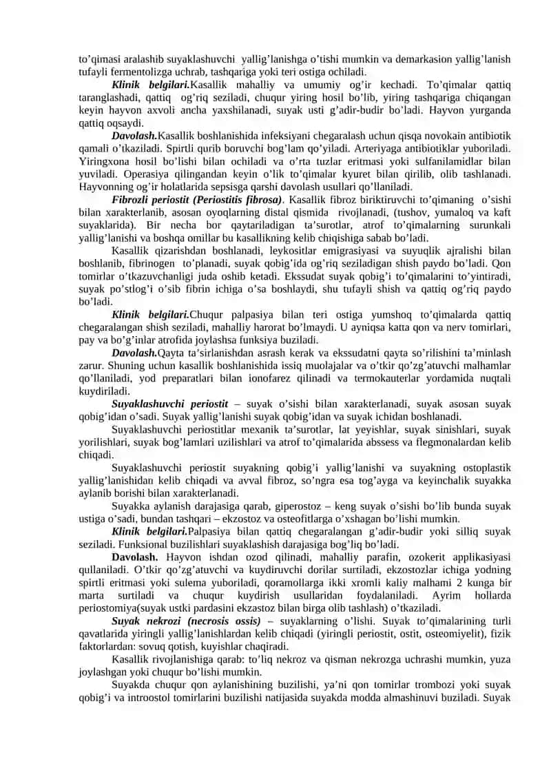 SUYAK KASALLIKLARI VA SINISHLARI DAVOLAShNI KASAL HAYVONLARDA NAMOYISh QILISh 2