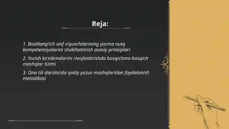 boshlang'ich sinf oʻquvchilarini yozish kompotensiyalarini shakllantirish 2