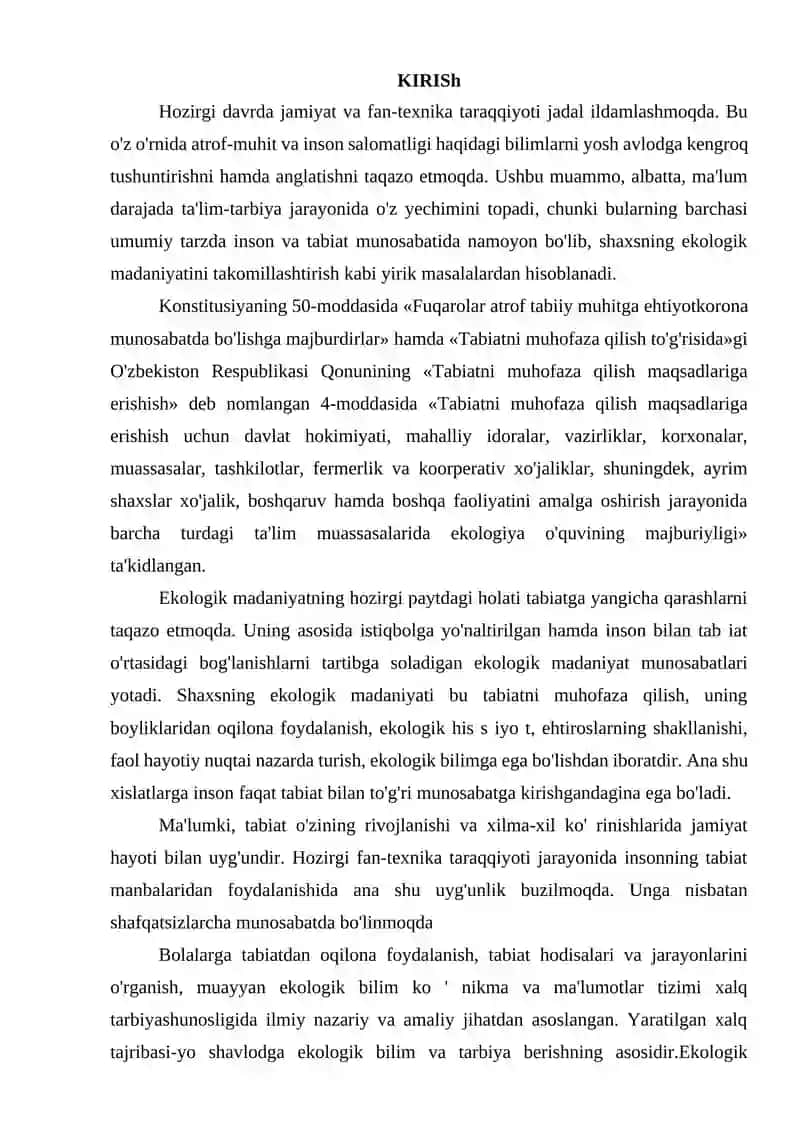 MAKTABGACHA YOSHDAGI BOLALARGA EKALOGIK TARBIYA BERISHDA OILANING ÖRNI 2