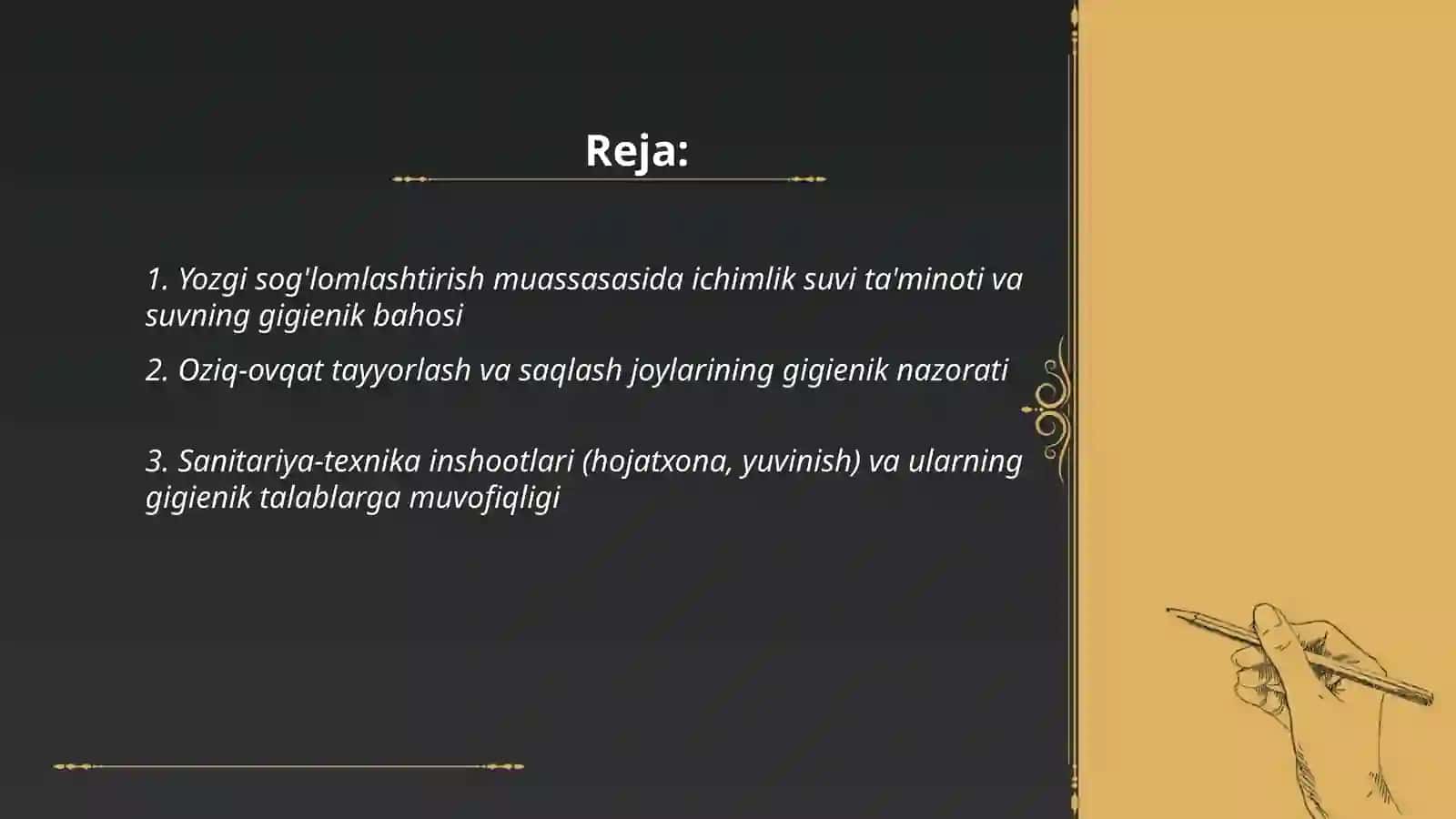 Yozgi sog'lomlashtirish muassasalari loyihasiga gigenik baho berish 2