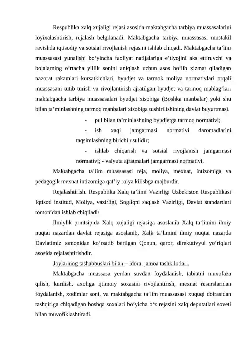 Maktabgacha va boshlang'ich ta'lim rejasi 2