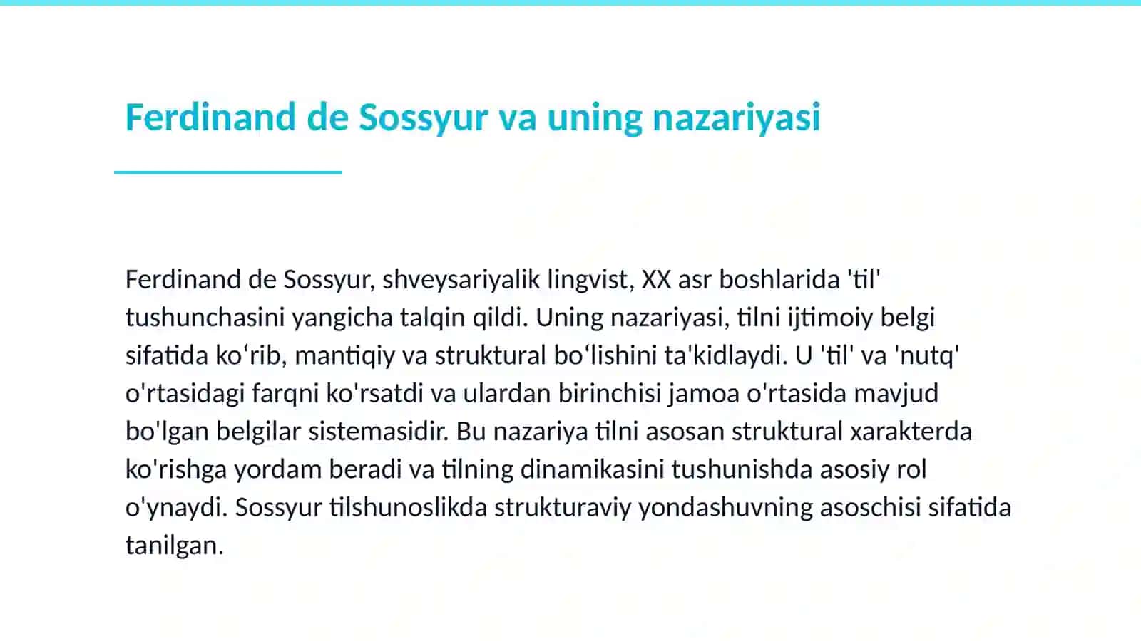 Ferdinand de Sossyur lingvistik nazariyasi 2