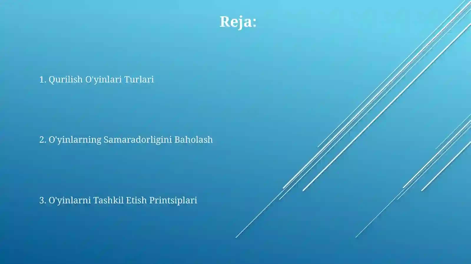 Qurilish õyinlari va ularni tashkil etish 2
