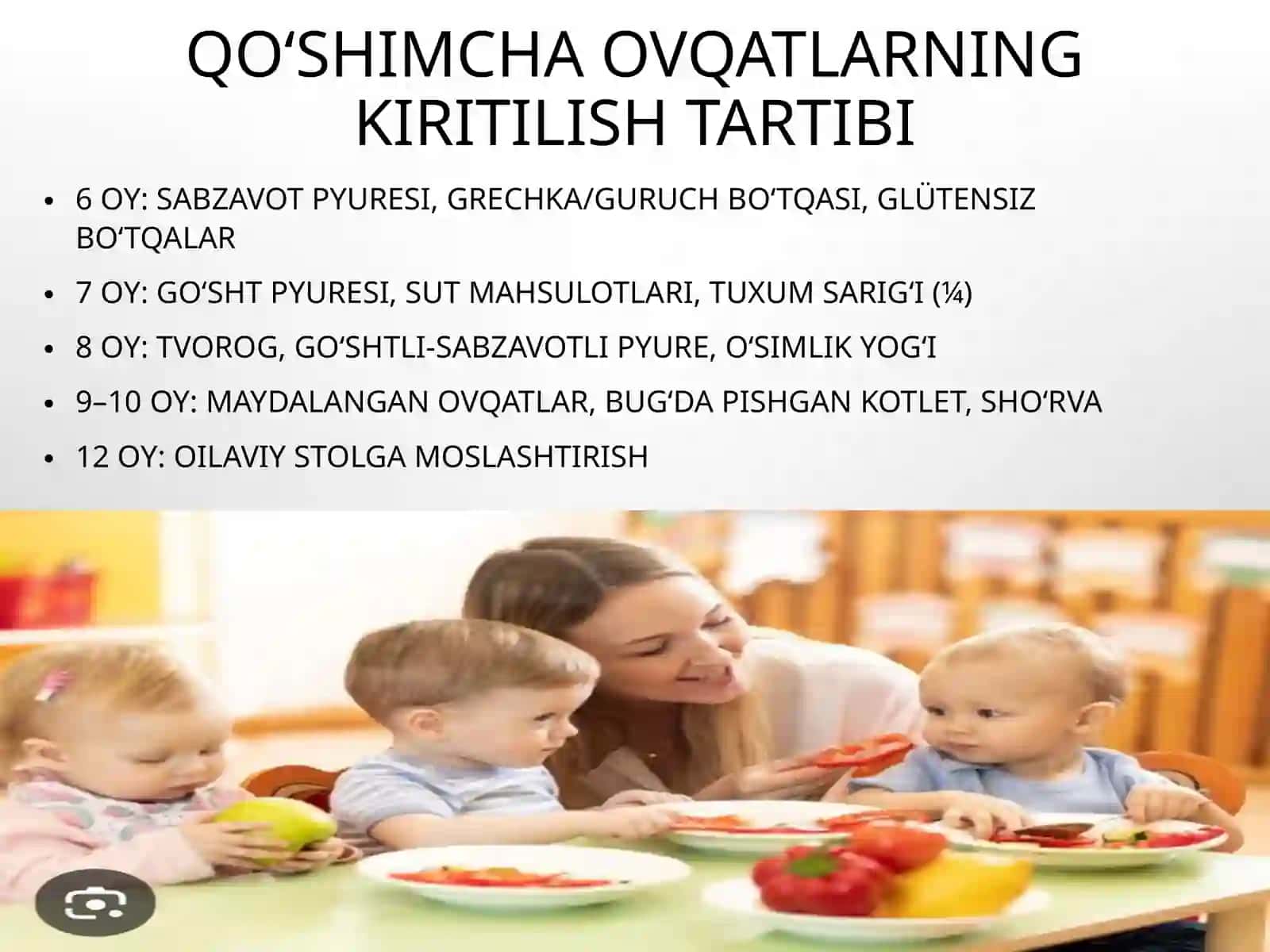 Qo‘shimcha ovqatlantirish prinsiplari.Sun‘iy va aralash ovqatlantirish 2